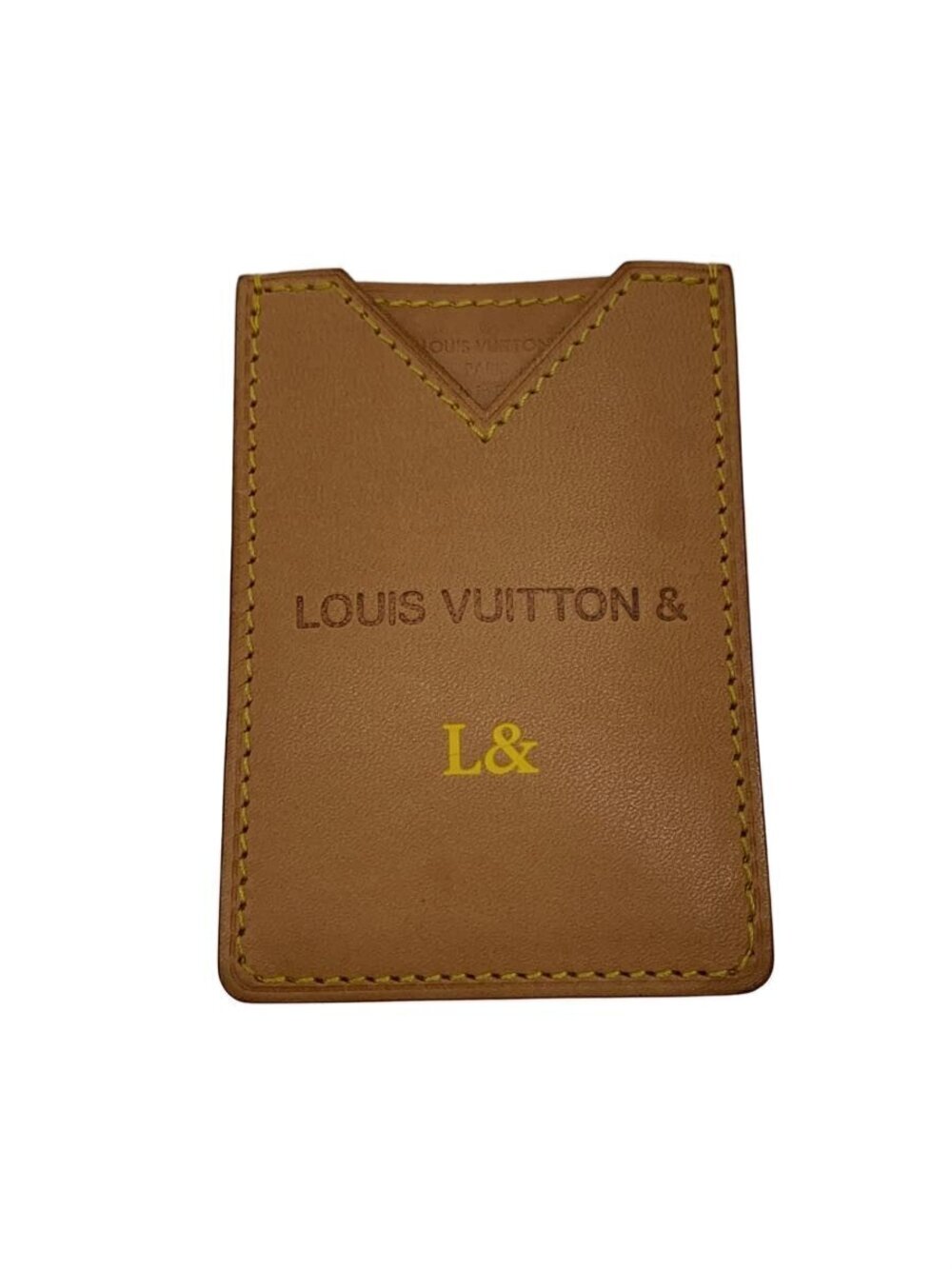 LOUIS VUITTON Card Case Wallet Leather Beige Cream